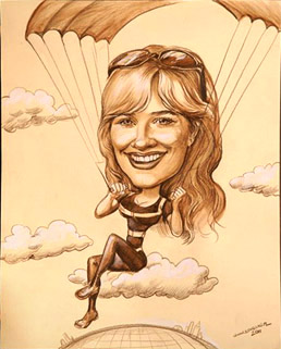 caricature in sepia