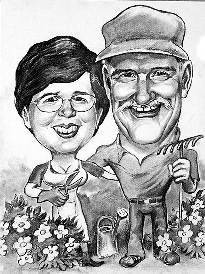 black and white caricature