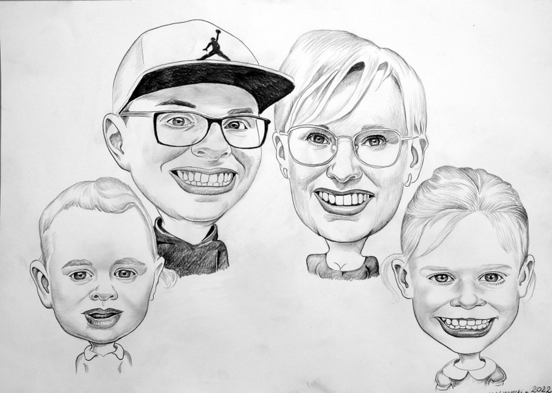 śmieszny portret rodziny 26 śmieszna karykatura rodziny 26