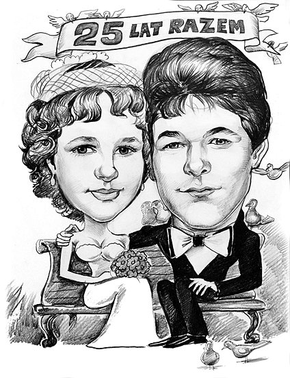 Karykatura na 25 rocznic� �lubu odtworzona ze starego zdj�cia