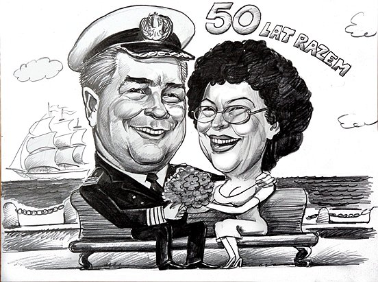 Karykatura marynarza na prezent na 50-lecie �lubu