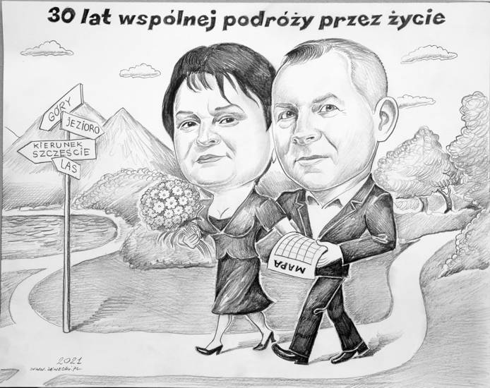 karykatura na 30 rocznic� �lubu przez �ycie
