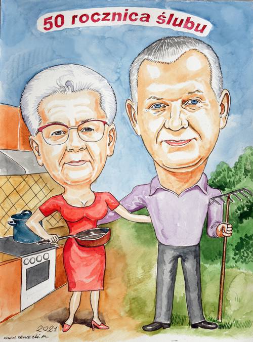karykatura na 50 rocznic� �lubu przy kuchni