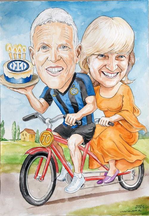 karykatura na 70 urodziny dla fana interu