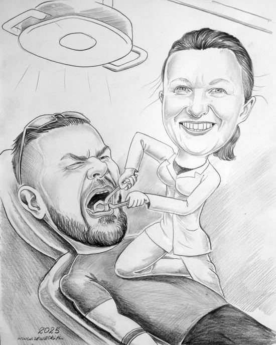 karykatura dla dentystki