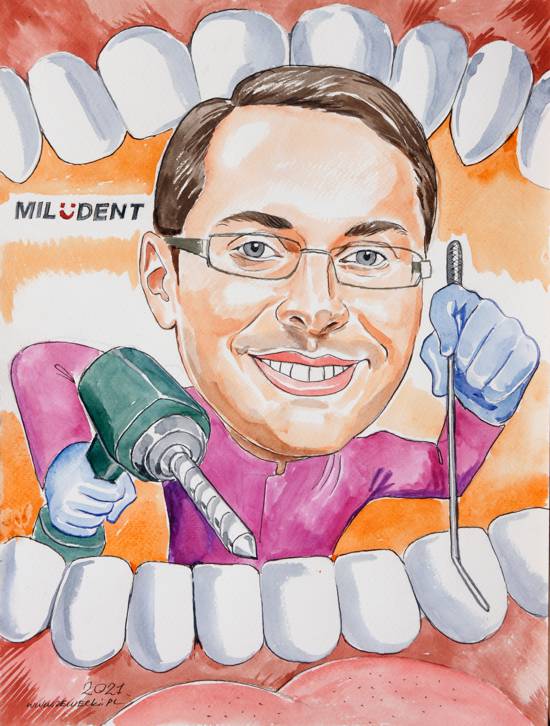 karykatura akwarel� dla dentysty