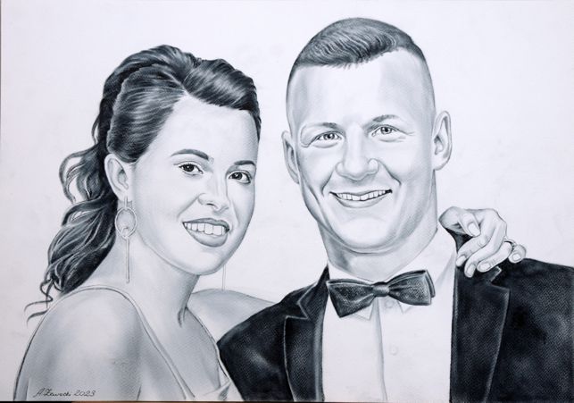 portret na rocznicę ślubu
suchy pędzel portret z
muchą