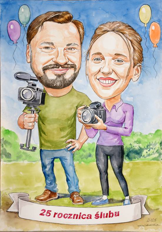 karykatura na 20 rocznic� �lubu fotografa