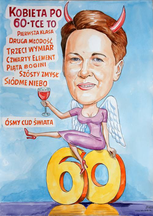 karykatura kobiety ze zdj�cia na liczbie 60