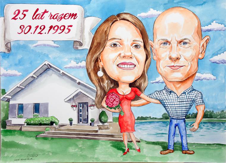 karykatura z domem na 25 rocznic� �lubu