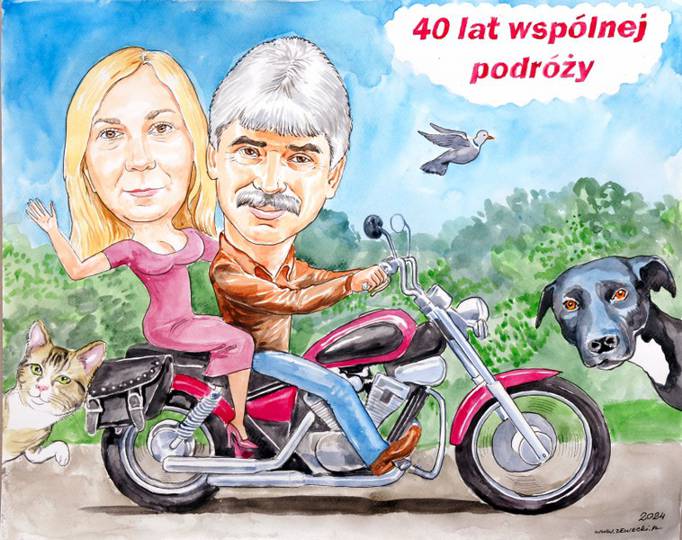 karykatura na 40 rocznic� �lubu z Harleyem