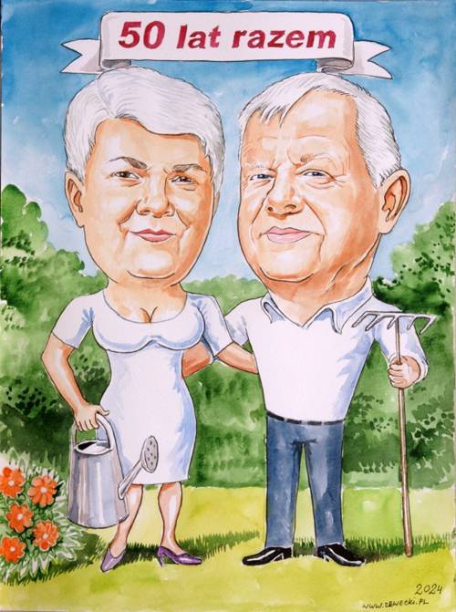 Karykatura dzia�kowc�w jako prezent na 50 lat razem