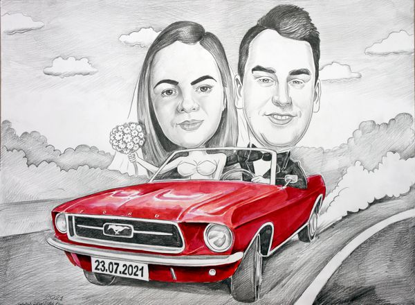 para mloda w samochodzie ford mustang 1969