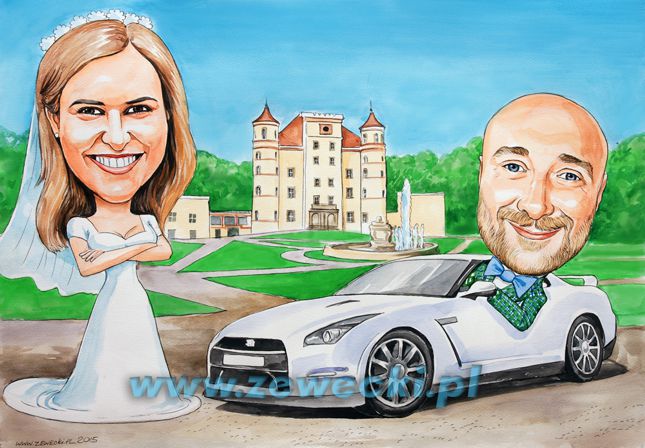 slubna karykatura zamek nissan slub
