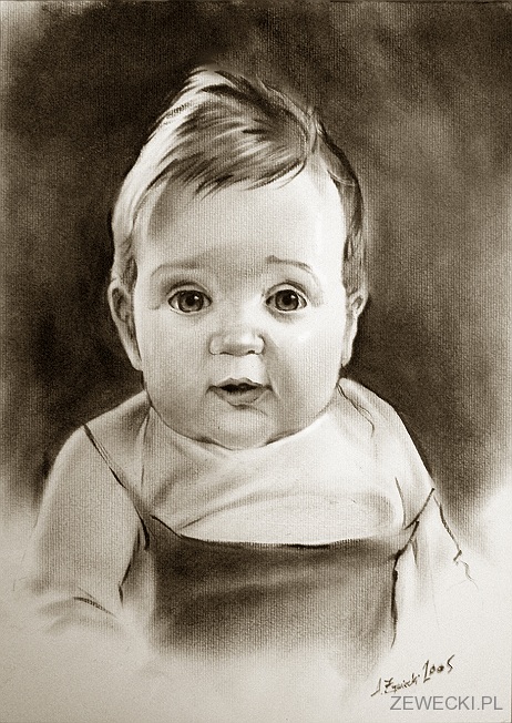 portret dziecka suchy pędzel portret dziecka czb